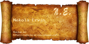Nekola Ervin névjegykártya